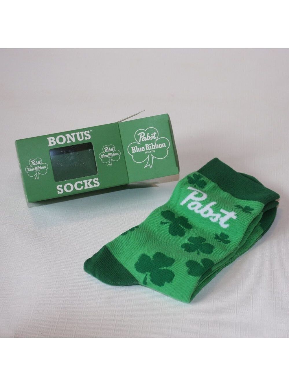 Pabst Blue Ribbon Saint Patrick's Day Socks Pair NI